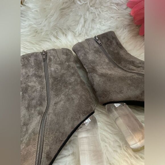 Jeffrey Campbell Lustful Lucite Heel Boots Taupe Suede 8 - Picture 4 of 9
